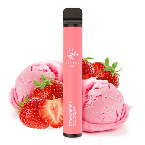 Elf Bar Strawberry Ice Cream mit zwei Kungeln Eiscreme und Erdbeer-Stücke