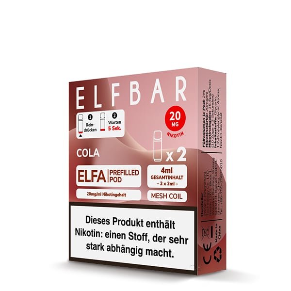 2er-Packung ElfBar ELFA Prefilled Ersatz Pod Cola