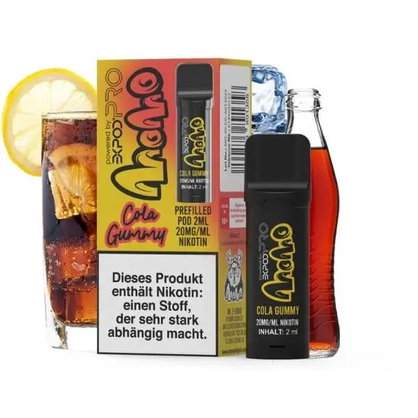 Momo Liquid Pod mit Colaglas und Colaflasche