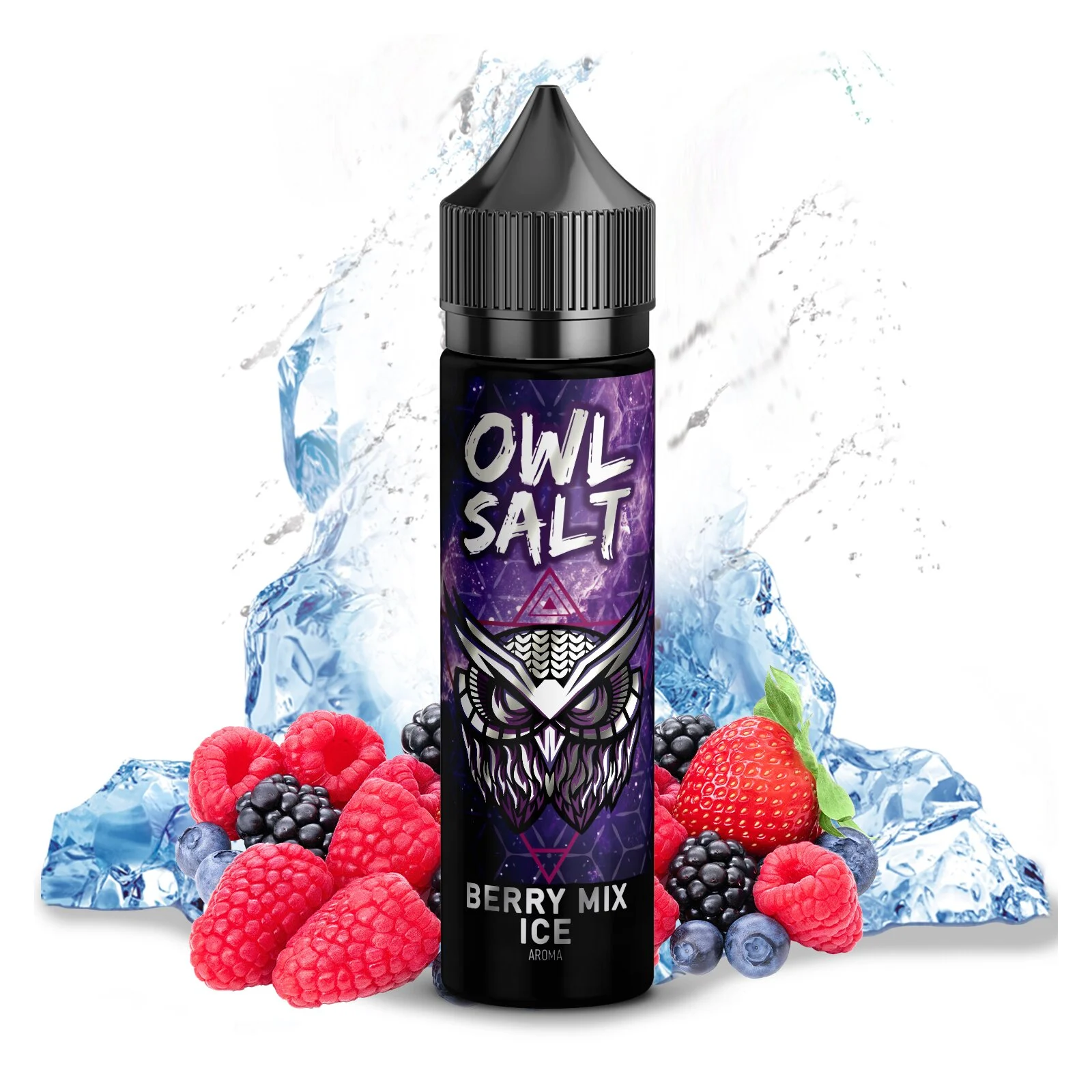 OWL Salt Longfill Berry Mix Ice Aroma 10 ml in 60-ml-Flasche mit Erdbeere, Himbeere, Blaubeere und Brombeere