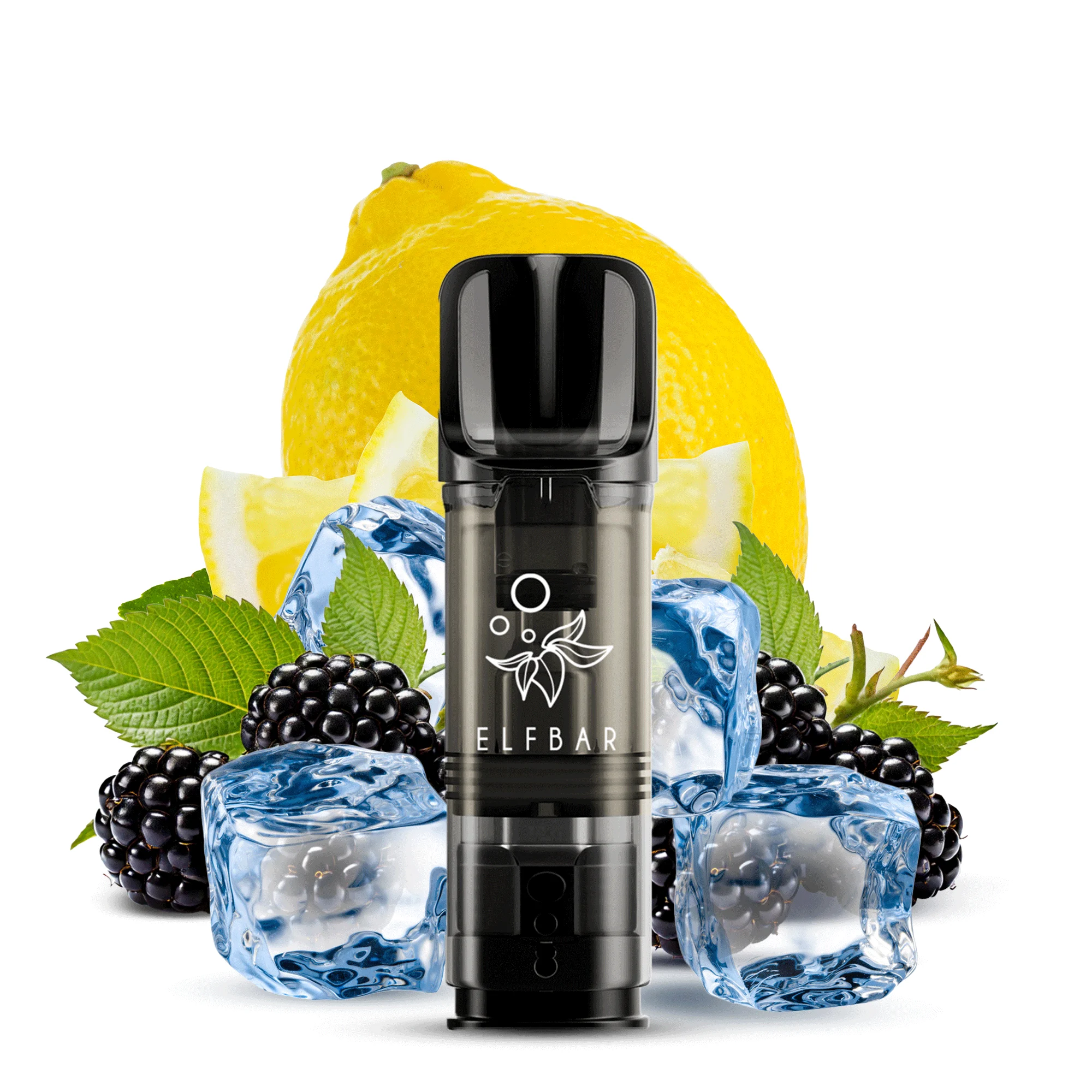 ElfBar ELFA Pods Blackberry Lemon mit Brombeeren, Zitronenstücken und Eiswürfel