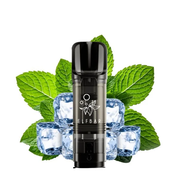 ElfBar ELFA Pod Menthol mit Eiswürfeln und frischen Minzblättern