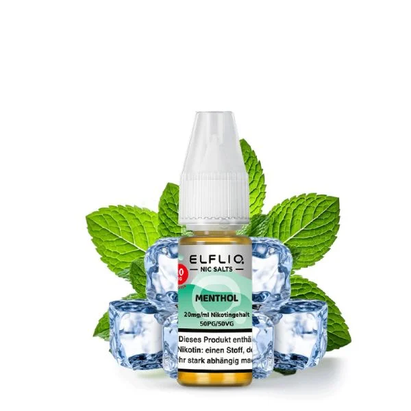 ElfBar Liquid - ELFLIQ Menthol mit Pfefferminzblätter und Eiswürfel