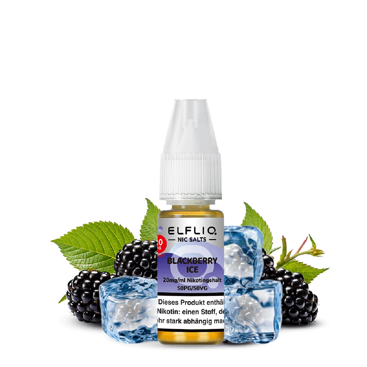 ElfBar ELFLIQ Nikotinsalz Liquid mit Brombeeren und Eiswürfeln
