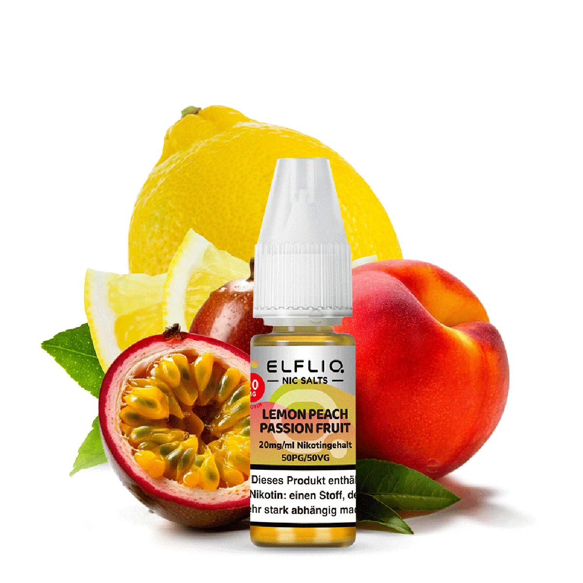 ElfBar ELFLIQ Nikotinsalz Liquid mit Zitronen, Pfirsichen und Passionfrüchten