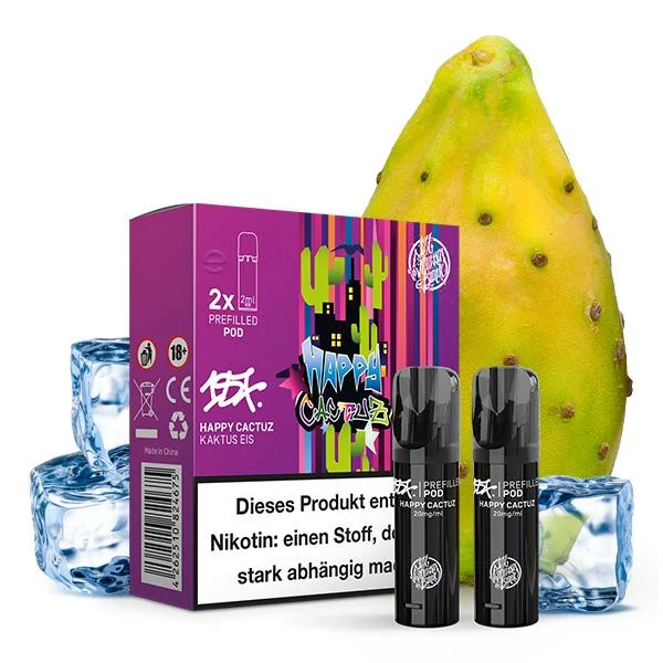 187 Pods Happy Cactuz – fruchtiges Kaktus-Eis mit Erdbeere, Orange & Zitrone im ELFA Pod-System