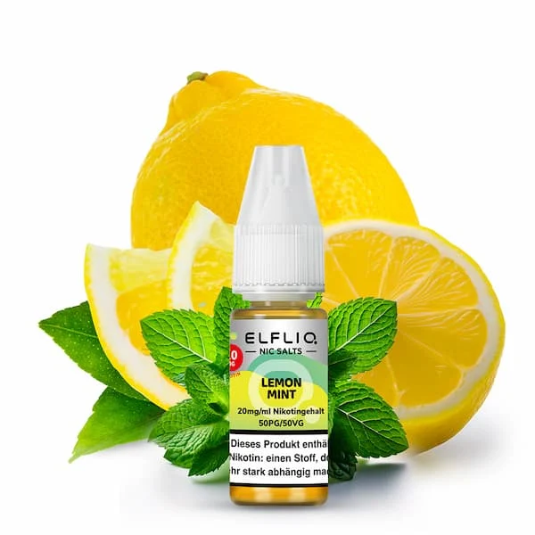 ElfBar ELFLIQ Liquid Lemon Mint Nikotinsalz – 10 ml Flasche mit Zitrone und Minzblättern