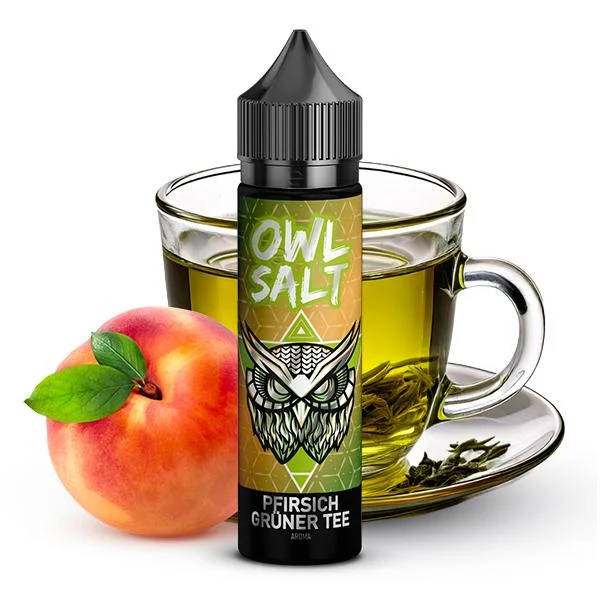 OWL Salt Longfill Pfirsich Grüner Tee Aroma – Fruchtig-süßer Pfirsichtee mit grünem Tee, 10 ml Aroma in 60 ml Longfill-Flasche