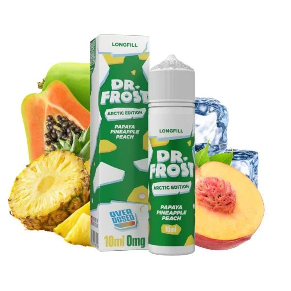 Dr. Frost Arctic Papaya Pineapple Peach Longfill Aroma mit Papaya, Ananas, Pfirsich und Eiswürfeln