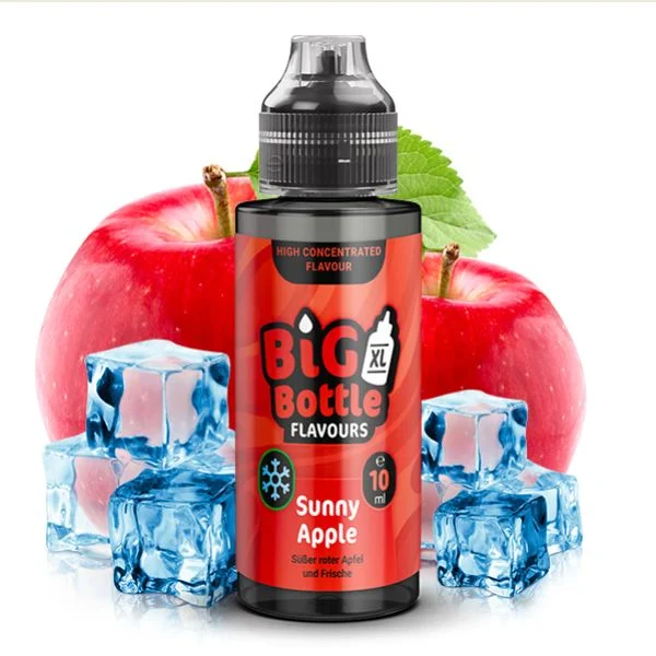 Big Bottle Sunny Apple Aroma – Süße rote Äpfel mit erfrischender Kühle, 10 ml Aroma in 120 ml Longfill-Flasche